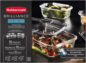 Rubbermaid Brilliance Glass Containers Set of 10