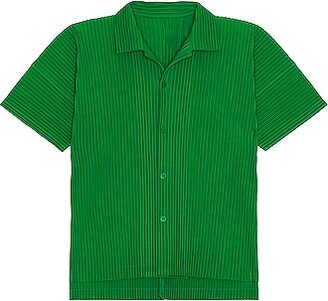 Pleated Button Down in Green