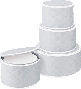 Quilted Dinnerware Storage Cases Grey Set of 4