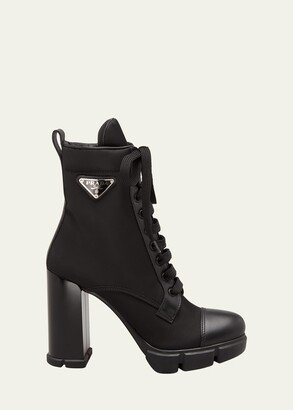 Nylon Lace-Up Ankle Booties