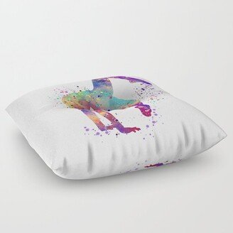 Girl Gymnastics Tumbling Watercolor Floor Pillow