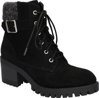 Ethel Womens Pull On Faux Leather Combat & Lace-up Boots