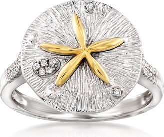 Sterling Silver and 14kt Yellow Gold Sand Dollar Ring With . Diamonds