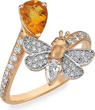 Bee Goddess Honey 14K Rose Gold, Citrine & 0.37 TCW Diamond Bee Ring