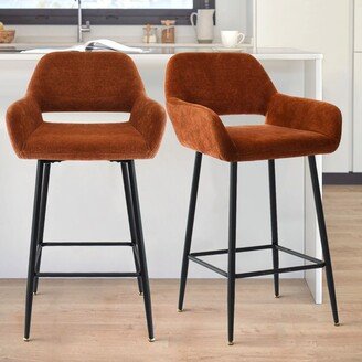 William 24 Counter Height Bar Stools Set of 2 with Back, Terra Velvet Upholstered Bar Stools For Kitchen Island-The Pop Maison