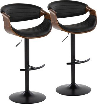 Set of 2 Symphony Adjustable Barstools Walnut/Black