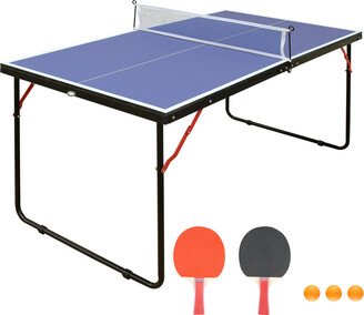 Simplie Fun Table Tennis Table Midsize Foldable & Portable Ping Pong Table Set