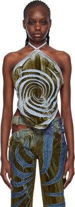 Masha Popova Blue & Gold Swirl Bandana Denim Camisole