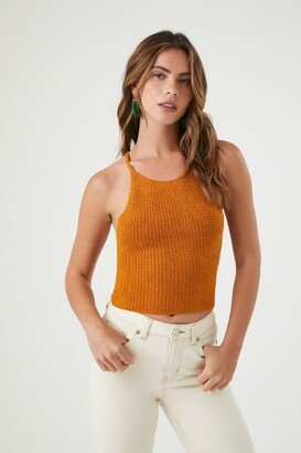 Women's Sweater-Knit Cropped Cami in Tan Large