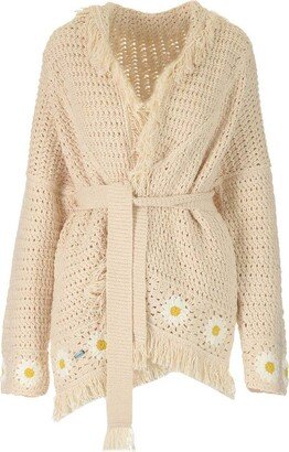 Daisy Crochet Long-Sleeved Cardigan