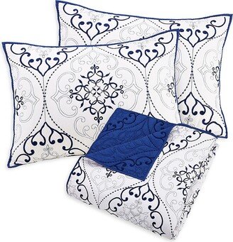 Modern Heirloom Chambers 3-Piece Geo Embroidery King Quilt Set