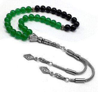 Green Jade Stone Tesbih, Worry Beads, Muslim Prayer Tasbih, Tasbeeh, Misbaha, Subha, Sebha, Rosary, Masbaha | 8mm 33 Beads