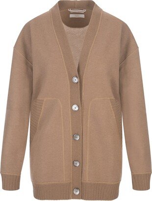 Maxi Cardigan With Buttons In Camel Cashmere