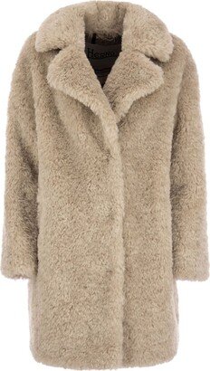 Faux-Fur Single-Breasted Long Sleeved Coat-AD