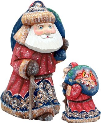 G.DeBrekht Woodcarved and Hand Painted Yuletide Fancy Flight Santa Figurine