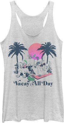 The Lion King Women' Lion King Vacay All Day Racerback Tank Top - White Heather - Large