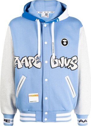 Logo-Print Hooded Bomber Jacket-AA