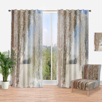 Designart 'Lake in Winter Woods' Landscape Curtain Single Panel