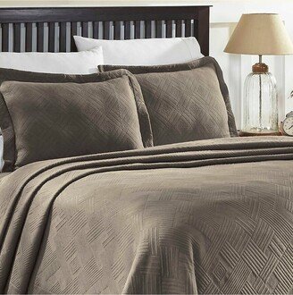 Geometric Fret Cotton Jacquard Matelasse Scalloped Bedspread Set-AA