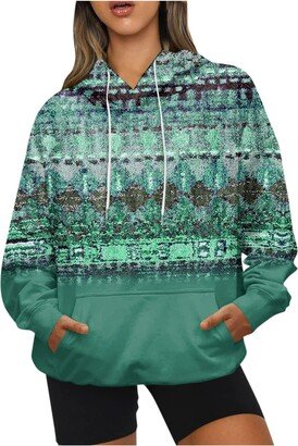 Generic Y2k Hoodie Floral Print Drawstring Lightweight Loose Hoodie Hood Hoodies Long Sleeve Fashion Sweatshirt with Pockets mint green Small