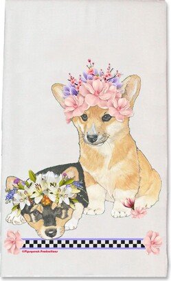 Corgi Welsh Pembroke Dog Floral Kitchen Dish Towel Pet Gift | Dts887