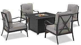 Sparrow & Wren Dahlia 5 Piece Outdoor Metal Conversation Set with Fire Table