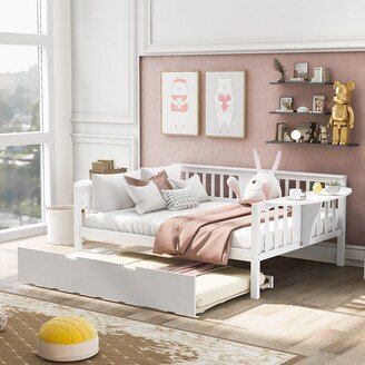 GEROJO Wood Daybed with Trundle Bed & Slat Support