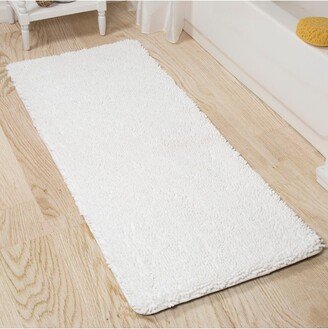 Shag Memory Foam Bathmat - 58-Inch by 24-Inch Runner with Non-Slip Backing - Absorbent High-Pile Chenille Bathroom Rug by White)