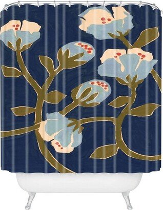 Megan Galante Blue Perennial Shower Curtain Blue