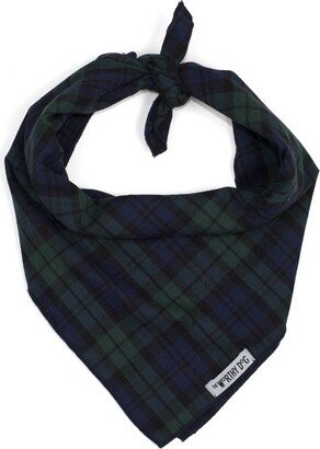 The Worthy Dog Plaid Classic Square Tie-On Bandana - Black - S