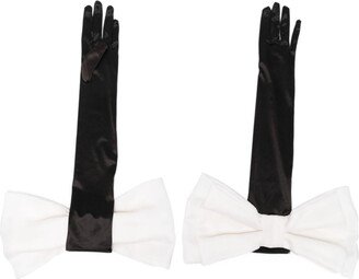 Parlor Bow-Detail Satin Gloves