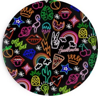 Salad Plates: Neon Signs - Black Salad Plate, Multicolor