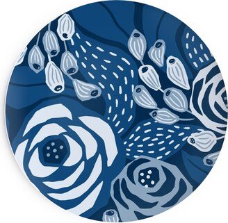 Salad Plates: Papercut Roses Salad Plate, Blue