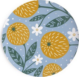 Salad Plates: Orange Trees - Blue Salad Plate, Blue