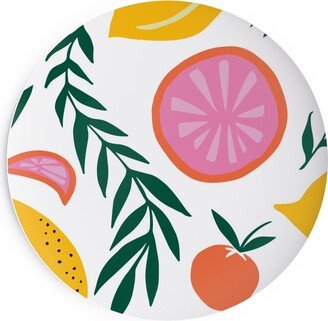 Salad Plates: Citrus Grove - Pink And Yellow Salad Plate, Pink