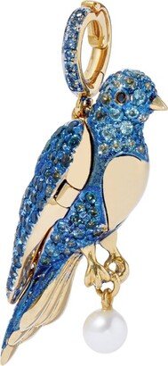 Yellow Gold, Diamond, Topaz And Sapphire Bluebird Locket Charm