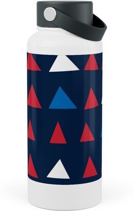 Photo Water Bottles: Triangles - Red White And Blue Stainless Steel Wide Mouth Water Bottle, 30Oz, Wide Mouth, Blue