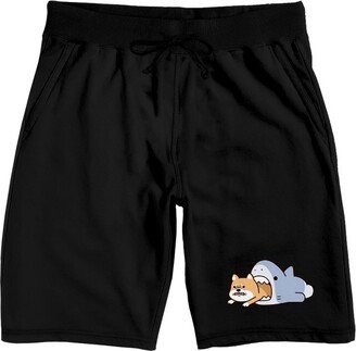 Samezu Shark Samezu Anime Character Samezu & Dog Men's Black Sleep Pajama Shorts-XL