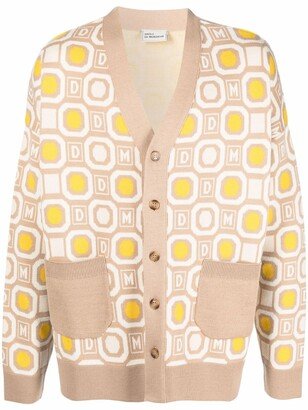 Geometric Button-Down Cardigan