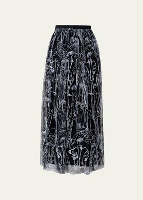 Embroidered Tulle Maxi Skirt-AA