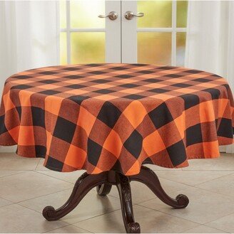 Saro Lifestyle Saro Lifestyle Dining Tablecloth With Buffalo Plaid Design, Orange/Black, 72