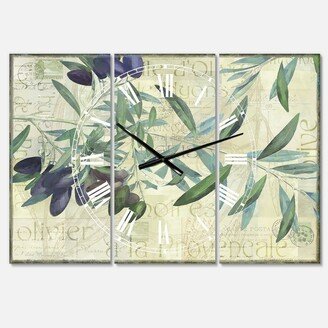 Designart Olives De Nyons Large Cottage 3 Panels Wall Clock - 23