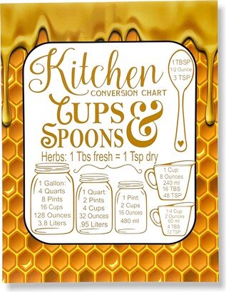 Inch Magnet Kitchen Measurements Conversion Chart Cups & Spoons Honey Honeycomb Honeybee