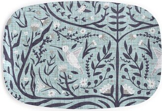 Serving Platters: Folk Art - Pollinators Serving Platter, Blue