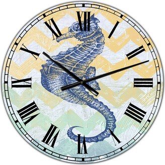 Designart Chevron-Sea Horse-7914 Large Nautical & Coastal Wall Clock - 36