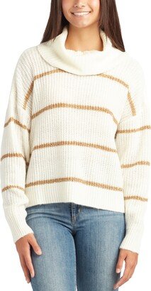 Juniors' Cowlneck Striped Sweater