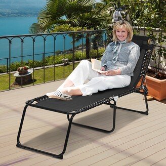 Folding Beach Lounge Chair Heightening Design Patio Lounger w/