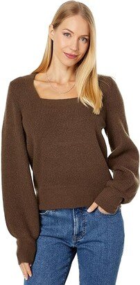 Melwood Square-Neck Pullover Sweater in Coziest Yarn (Forage) Women's Sweater