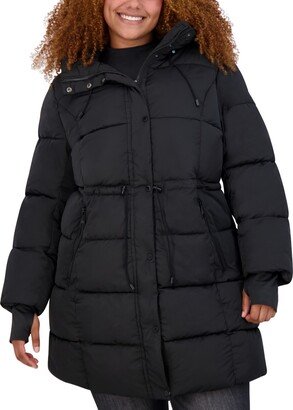 Juniors' Trendy Plus Size Hooded Anorak Puffer Coat