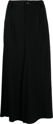 Front-Slit Wool Midi Skirt